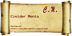 Czeider Menta névjegykártya